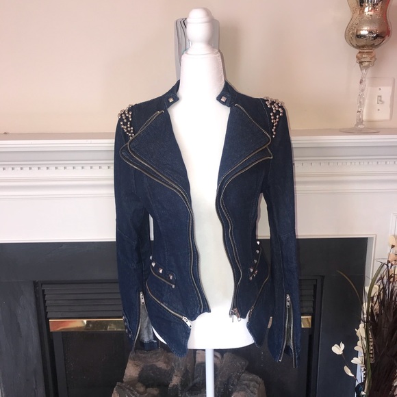 Rehab Jackets & Blazers - Rehab | Dark Blue Denim Studded Jacket